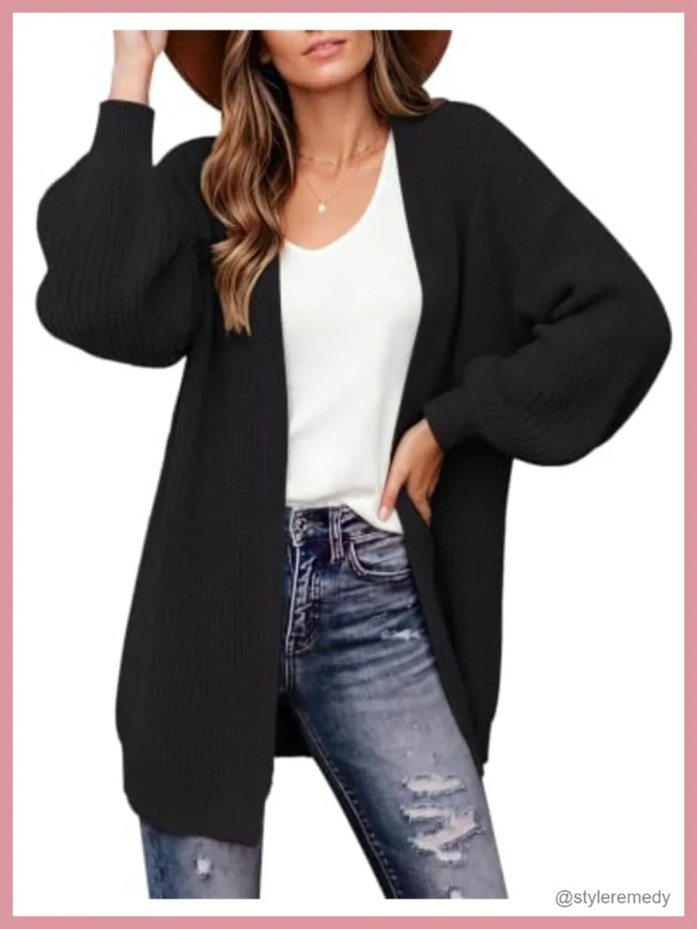 Oversized Chunky Knit Long Sleeve Open Front Cardigan Sweater for Women